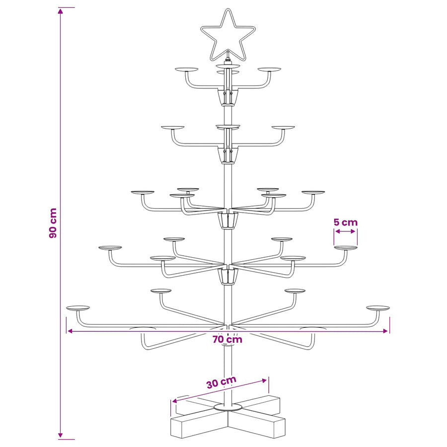 Metalen kerstboom met houder KUOPIO 90 cm staal Massief-Pijn