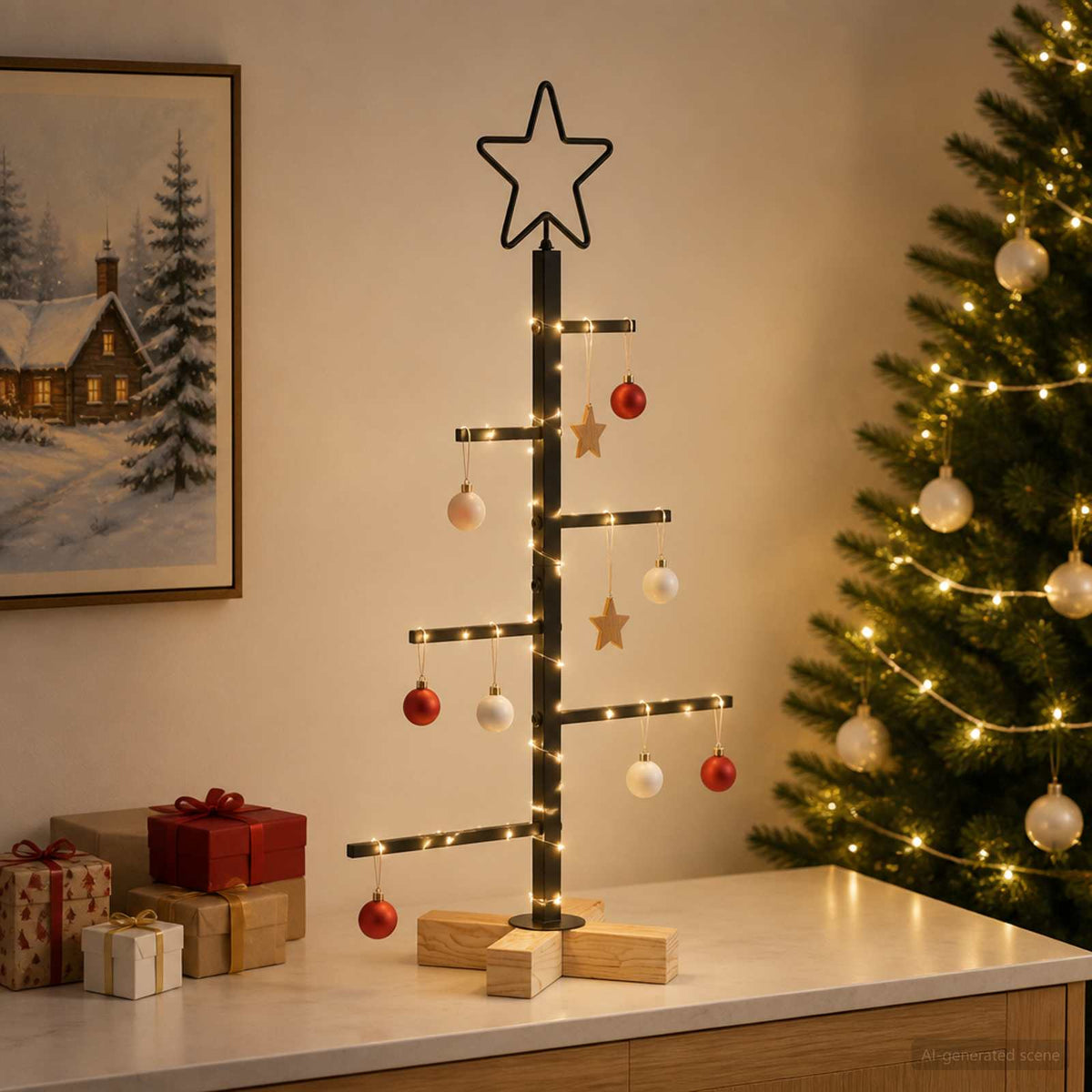 Metalen kerstboom met standaard KUOPIO 60 cm Staal Zwart