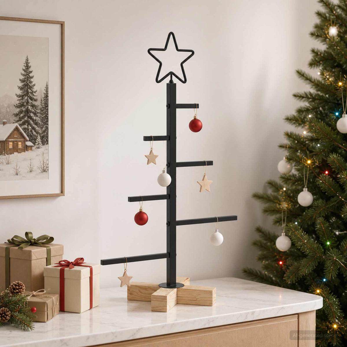 Metalen kerstboom met standaard KUOPIO 60 cm Staal Zwart