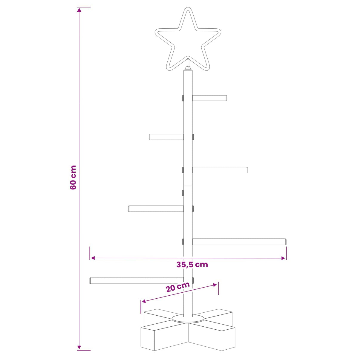 Metalen kerstboom met standaard KUOPIO 60 cm Staal Zwart