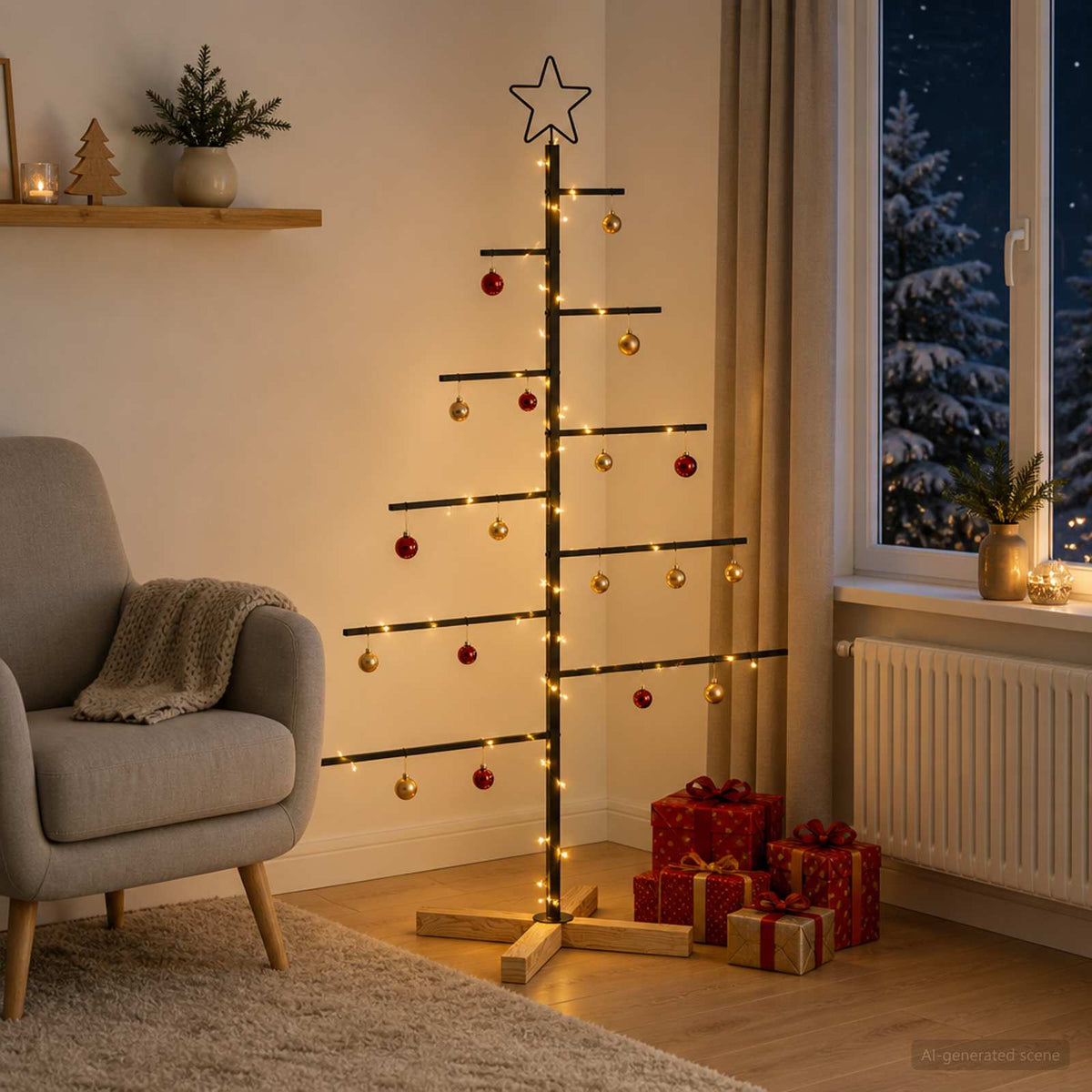 Metalen kerstboom met standaard KUOPIO 125 cm Staal Zwart