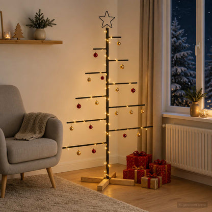 Metalen kerstboom met standaard KUOPIO 125 cm Staal Zwart