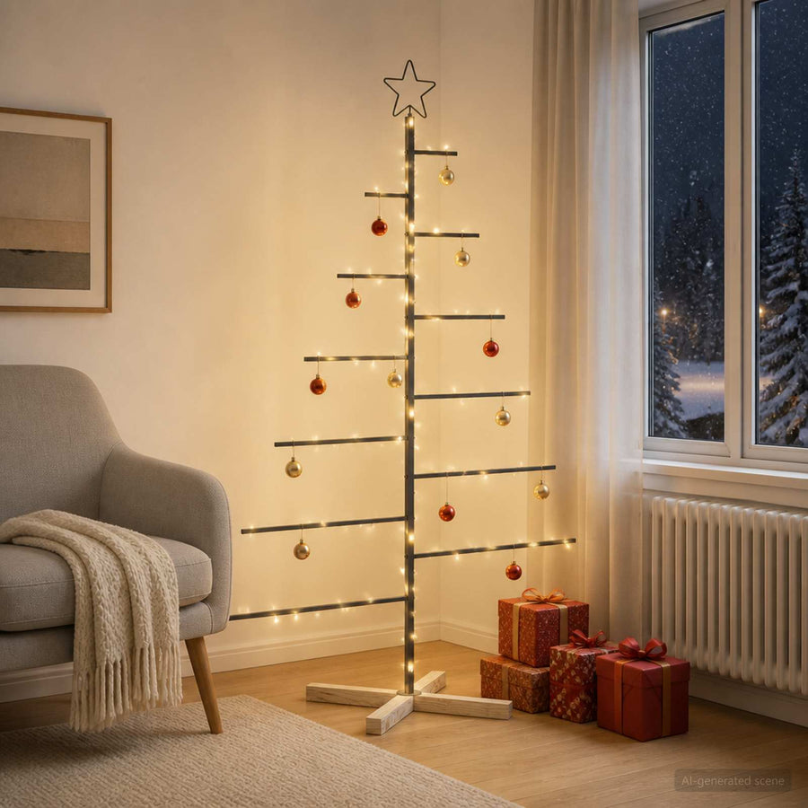 Metalen kerstboom met standaard KUOPIO 150 cm Staal Zwart