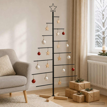 Metalen kerstboom met standaard KUOPIO 150 cm Staal Zwart