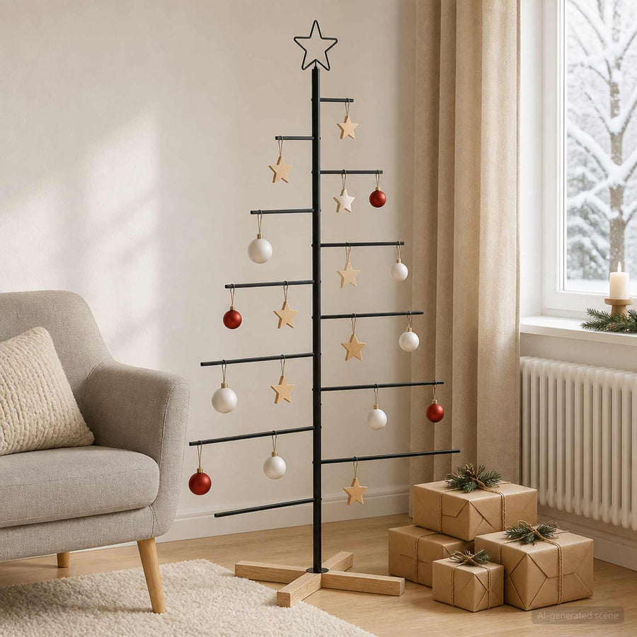 Metalen kerstboom met standaard KUOPIO 150 cm Staal Zwart