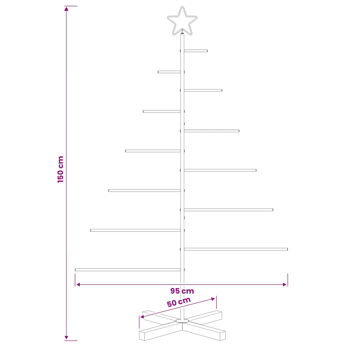 Metalen kerstboom met standaard KUOPIO 150 cm Staal Zwart