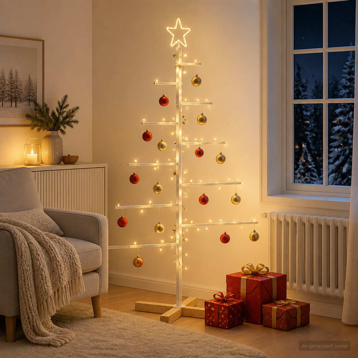 Metalen kerstboom met standaard KUOPIO 125 cm Staal Wit