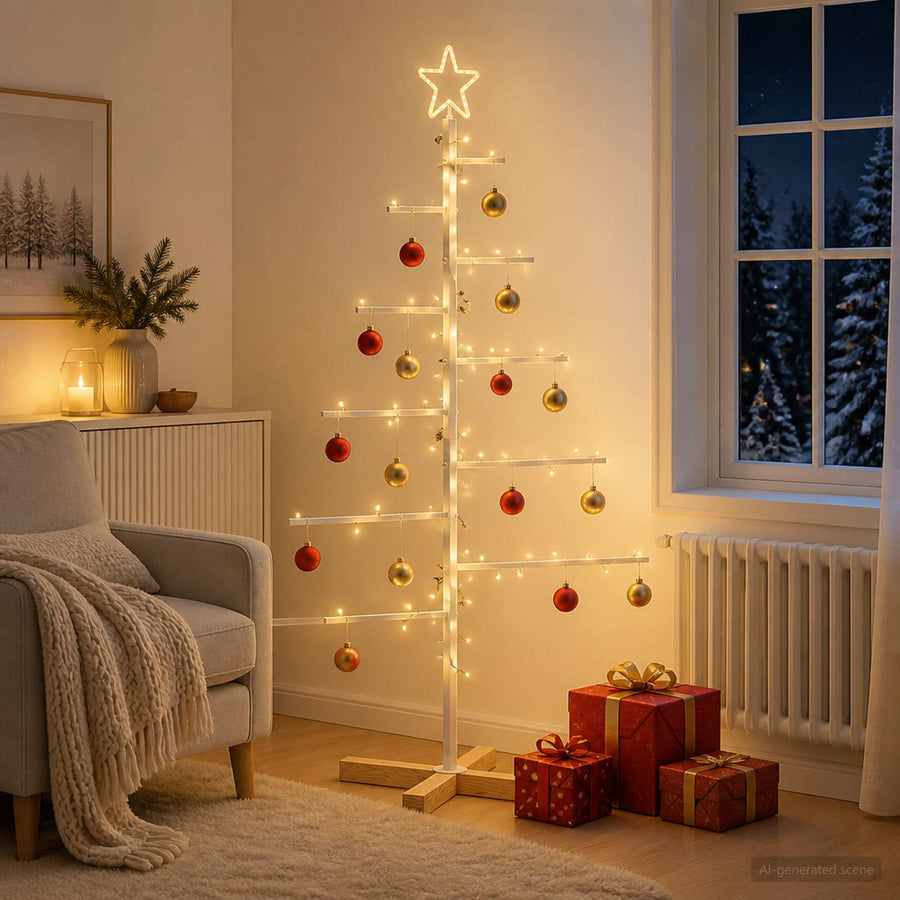 Metalen kerstboom met standaard KUOPIO 125 cm Staal Wit