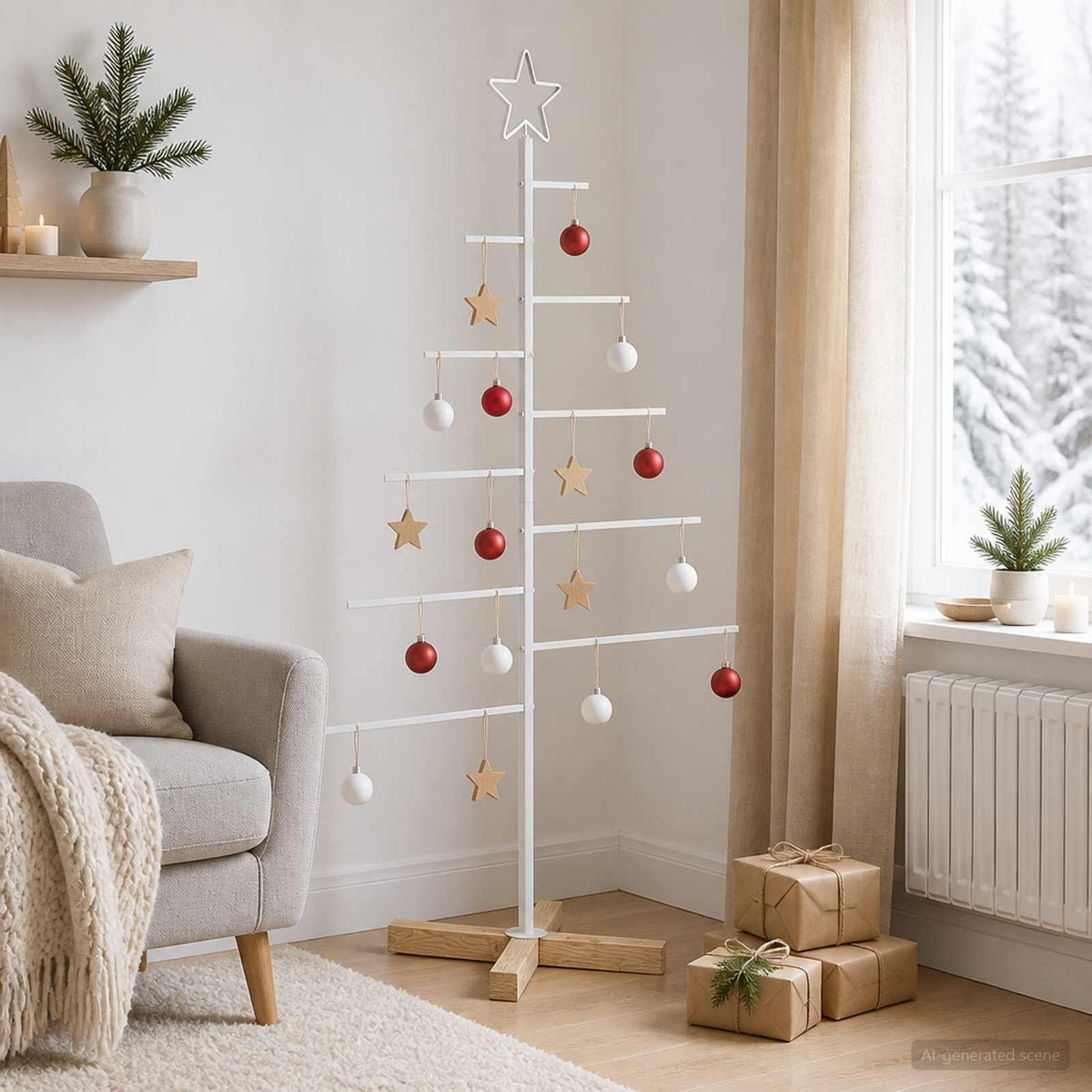 Metalen kerstboom met standaard KUOPIO 125 cm Staal Wit