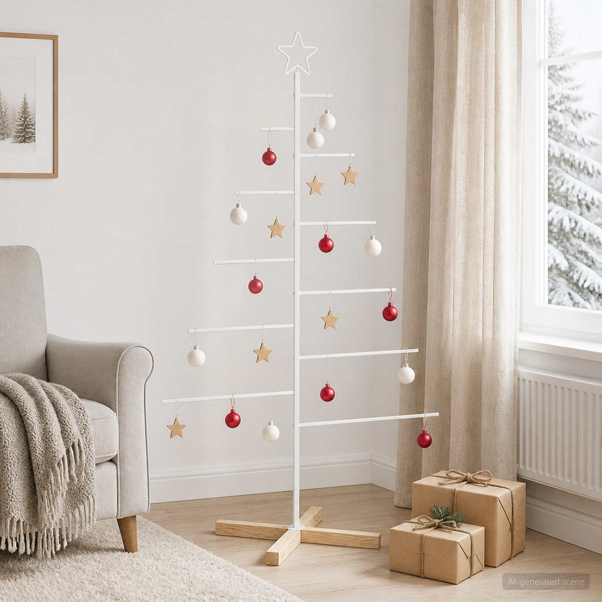 Metalen kerstboom met standaard KUOPIO 150 cm Staal Wit