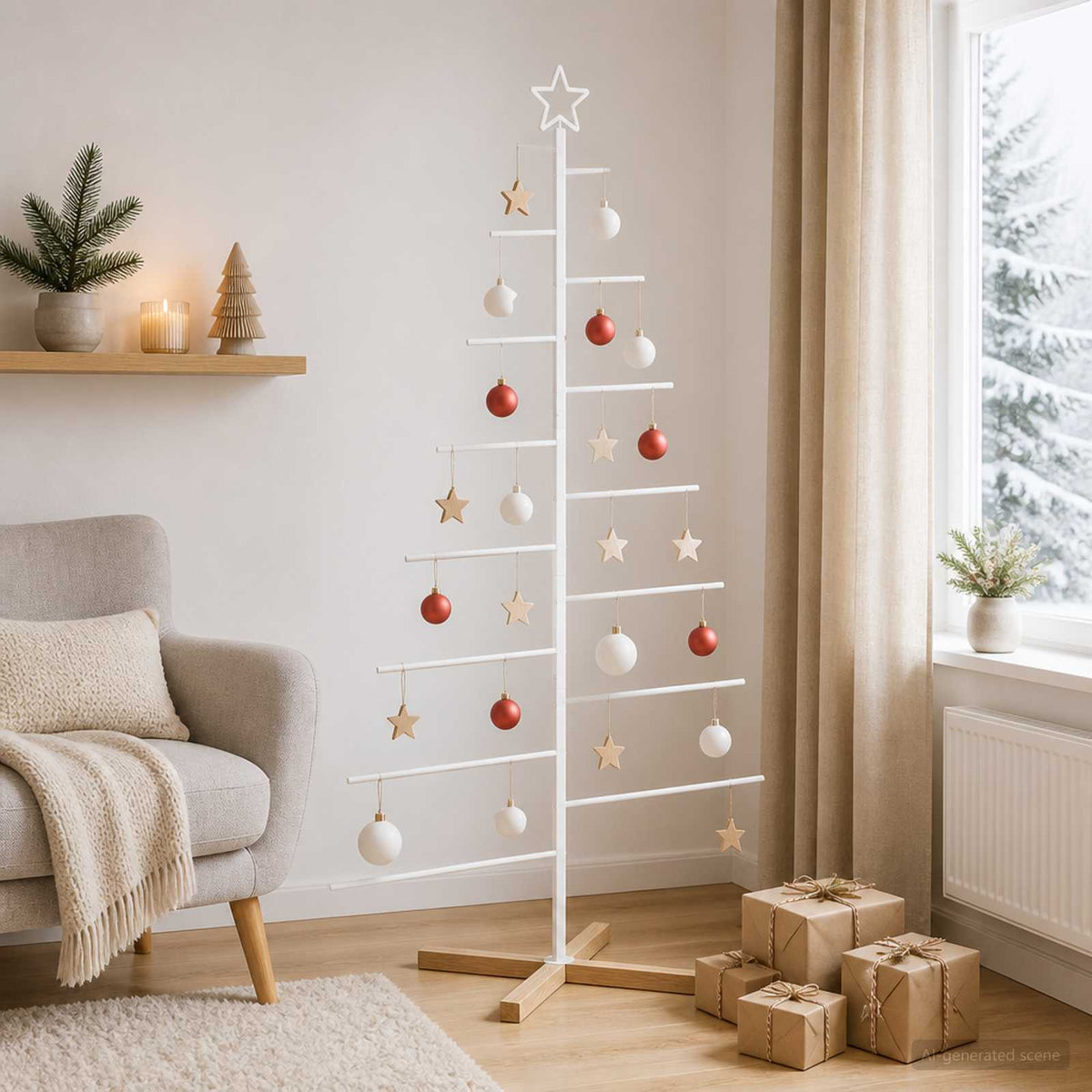 Metalen kerstboom met standaard KUOPIO 180 cm Staal Wit