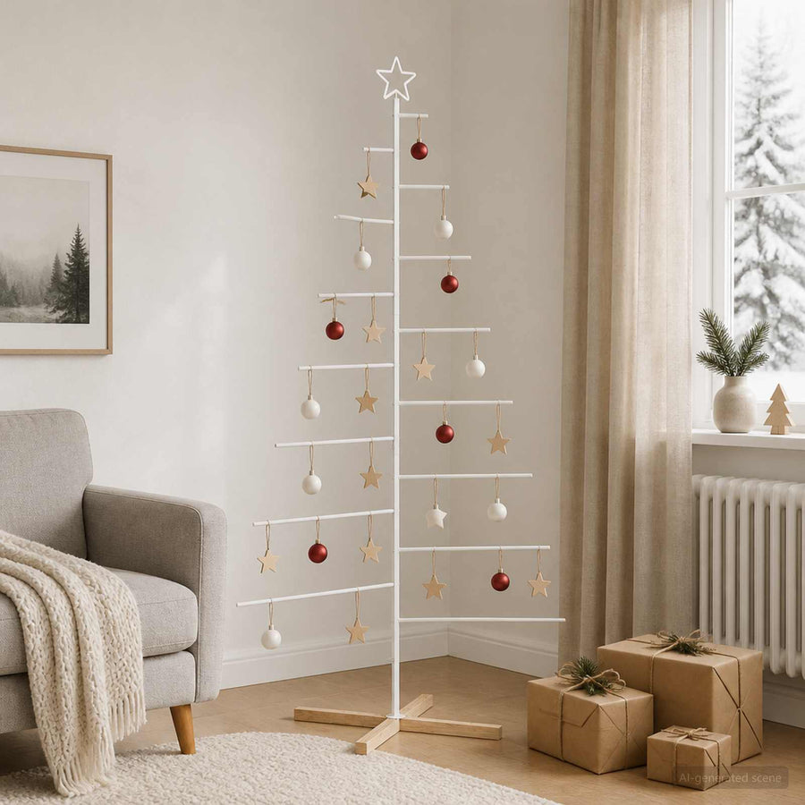 Metalen kerstboom met standaard KUOPIO 210 cm Staal Wit