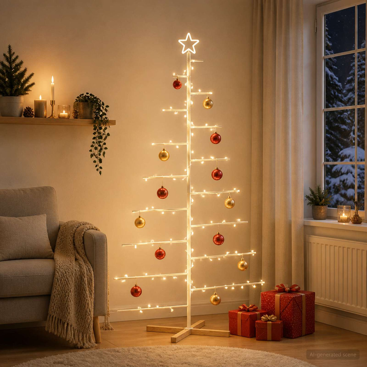 Metalen kerstboom met standaard KUOPIO 210 cm Staal Wit