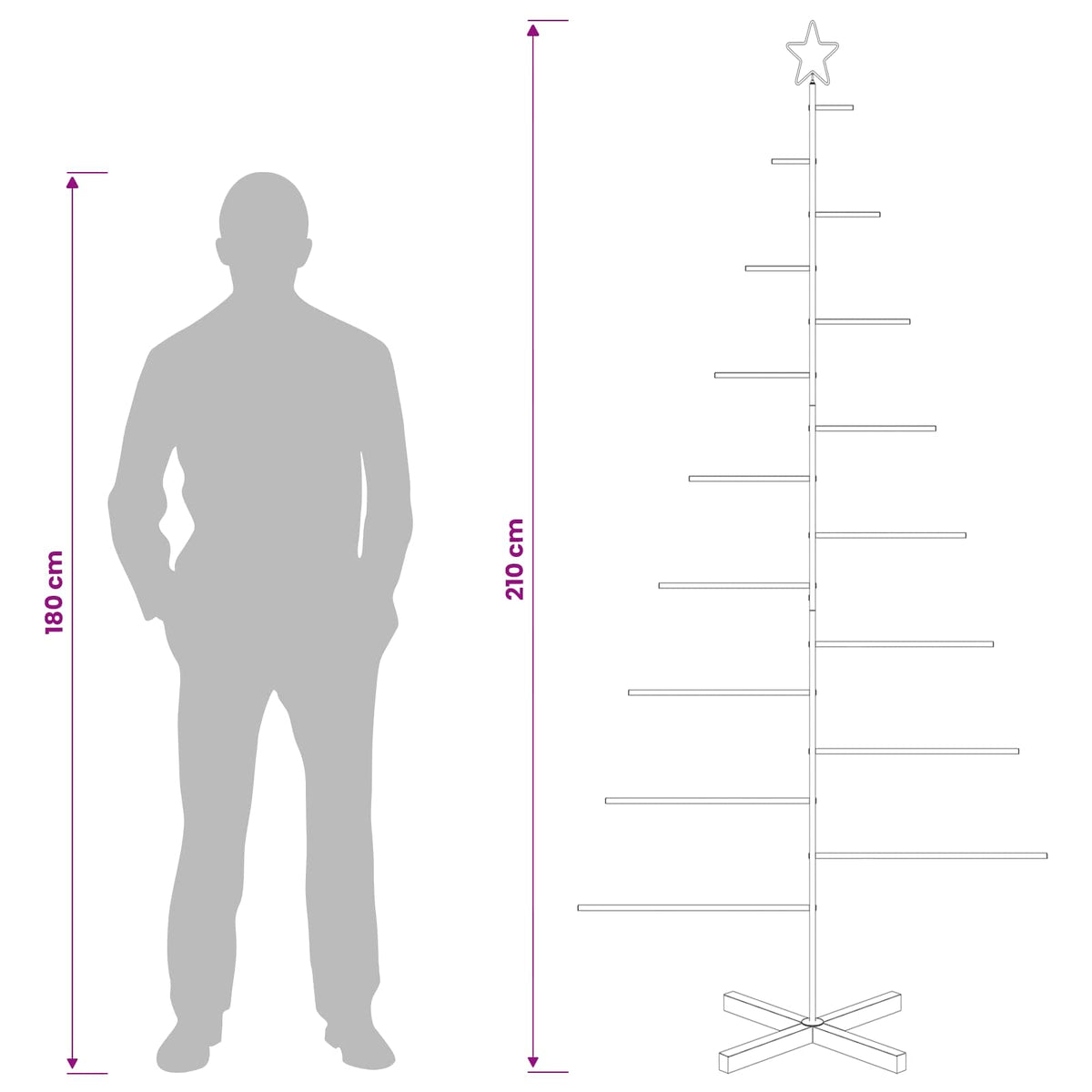 Metalen kerstboom met standaard KUOPIO 210 cm Staal Wit