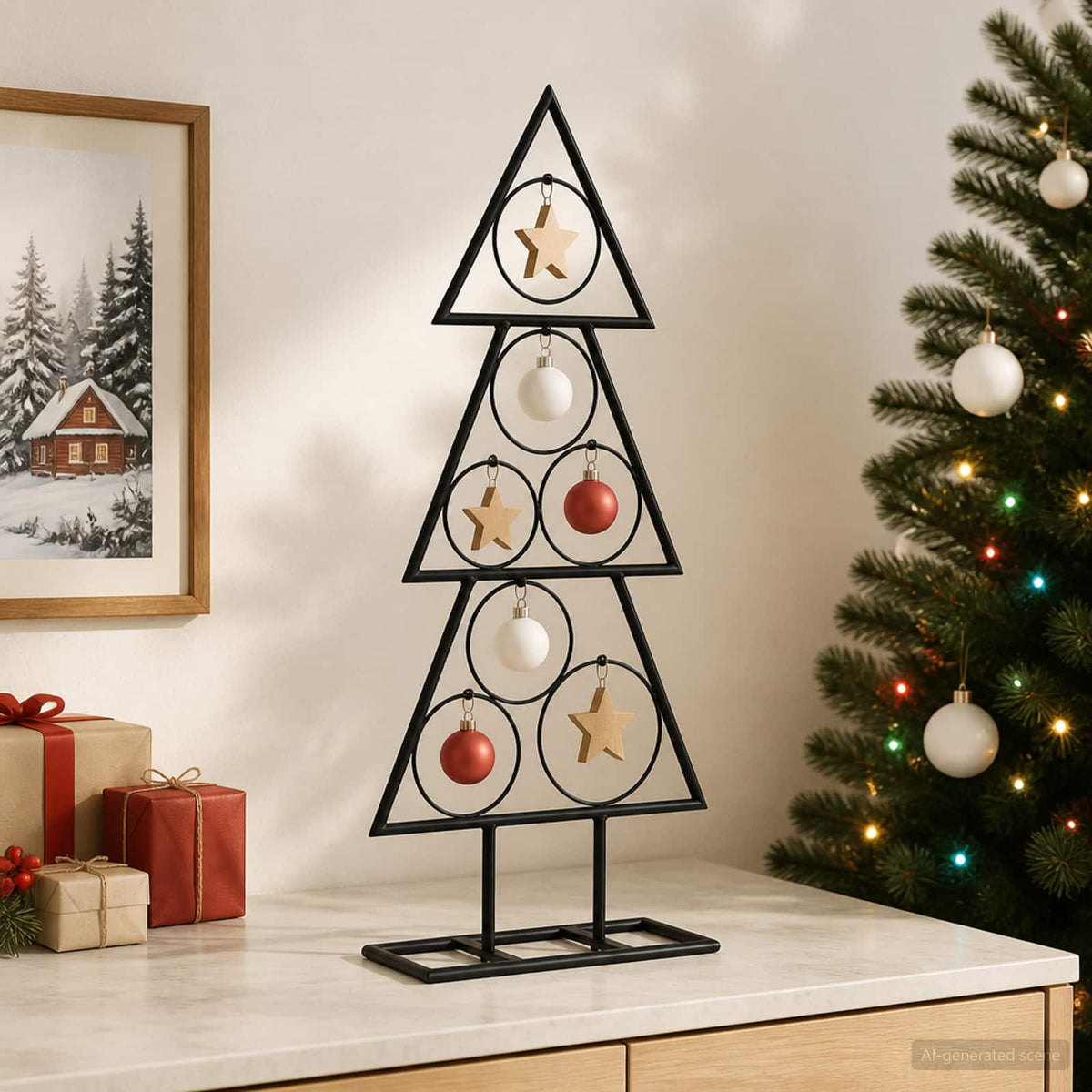 Metalen kerstboom met standaard KUOPIO 60 cm Staal Zwart