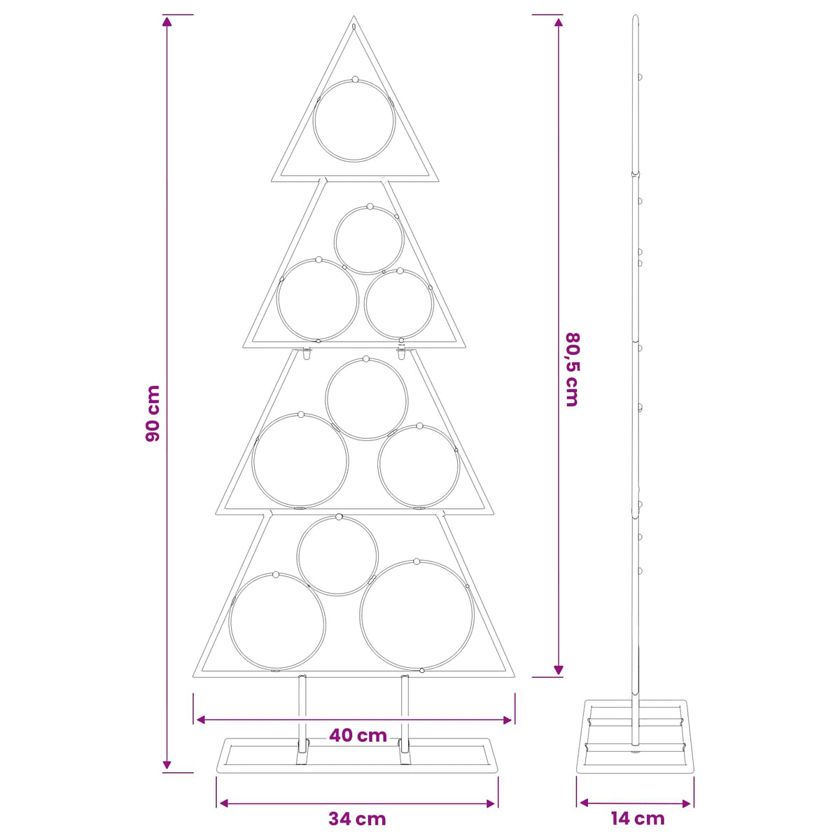 Metalen kerstboom met standaard KUOPIO 90 cm Staal Zwart