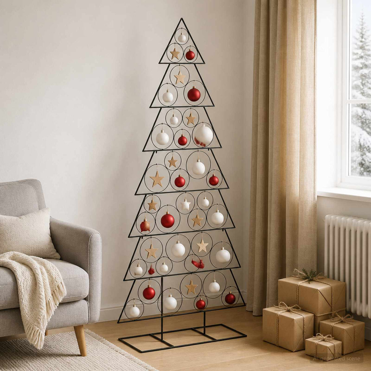 Metalen kerstboom met standaard KUOPIO 210 cm Staal Zwart