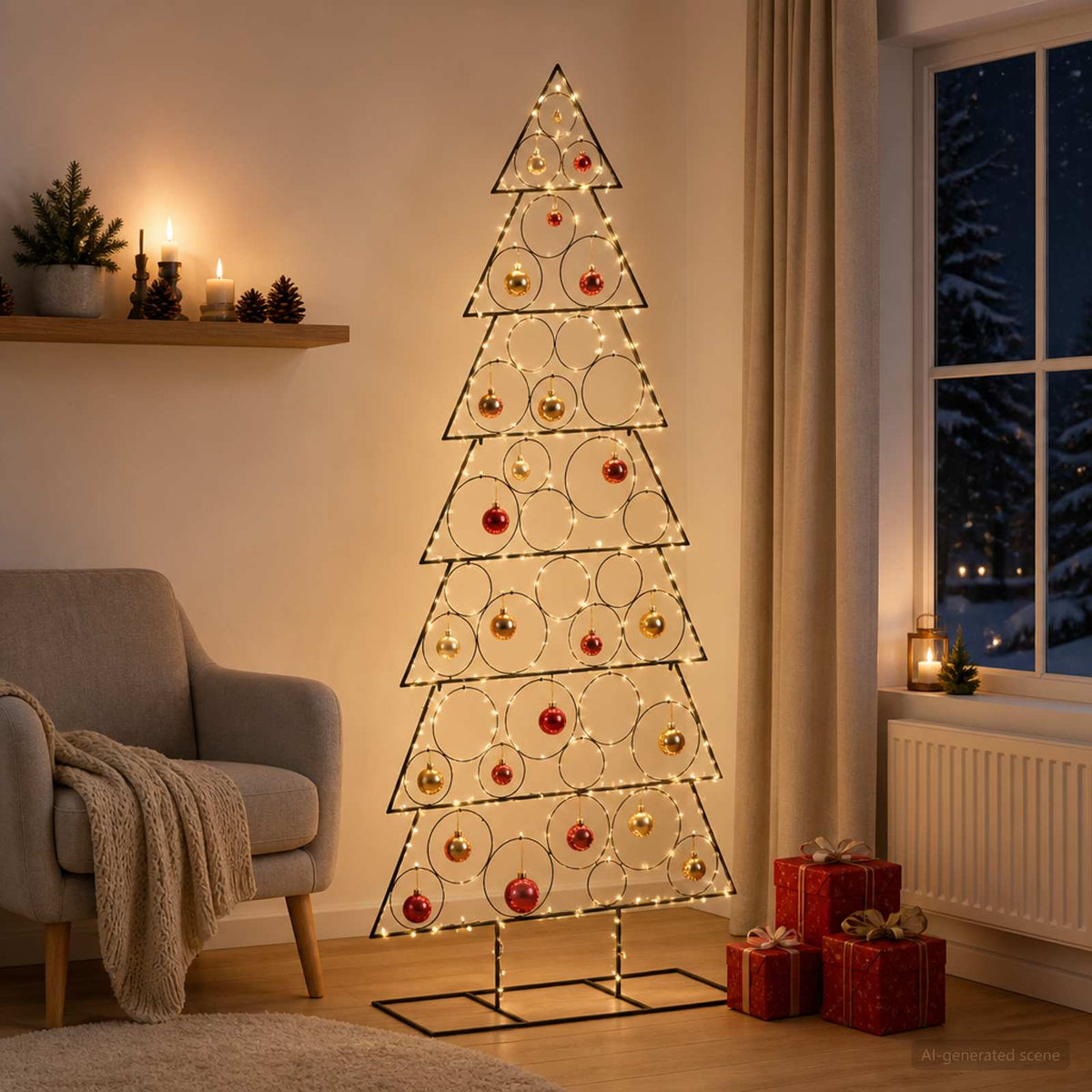 Metalen kerstboom met standaard KUOPIO 210 cm Staal Zwart