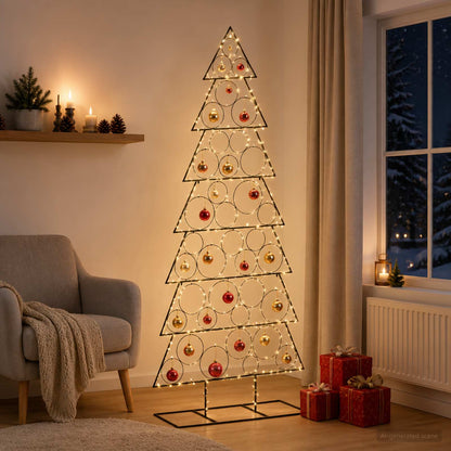 Metalen kerstboom met standaard KUOPIO 210 cm Staal Zwart