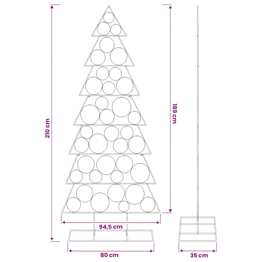 Metalen kerstboom met standaard KUOPIO 210 cm Staal Zwart