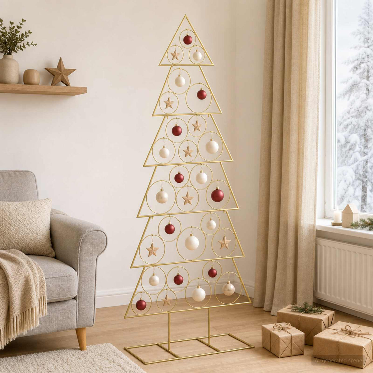 Metalen kerstboom met standaard KUOPIO 180 cm Staal Goud