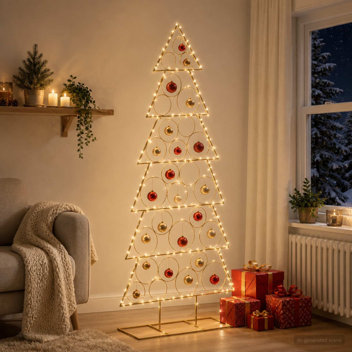 Metalen kerstboom met standaard KUOPIO 180 cm Staal Goud