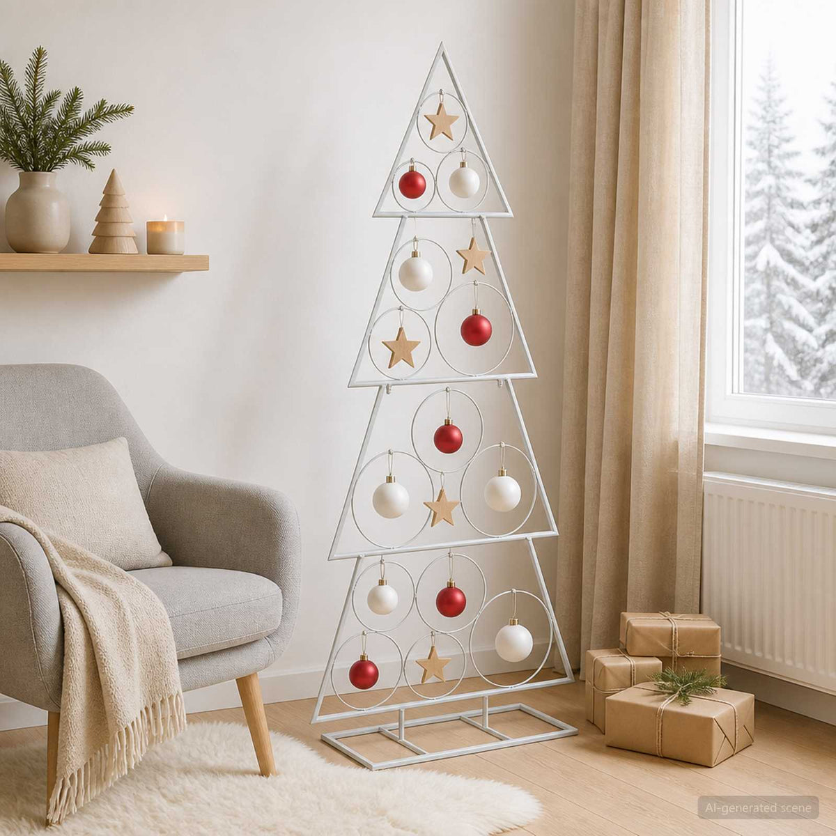 Metalen kerstboom met standaard KUOPIO 125 cm Staal Wit
