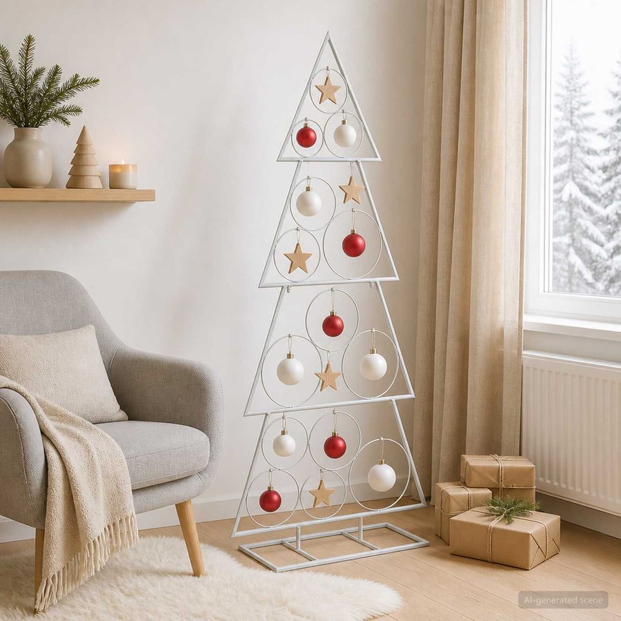 Metalen kerstboom met standaard KUOPIO 125 cm Staal Wit