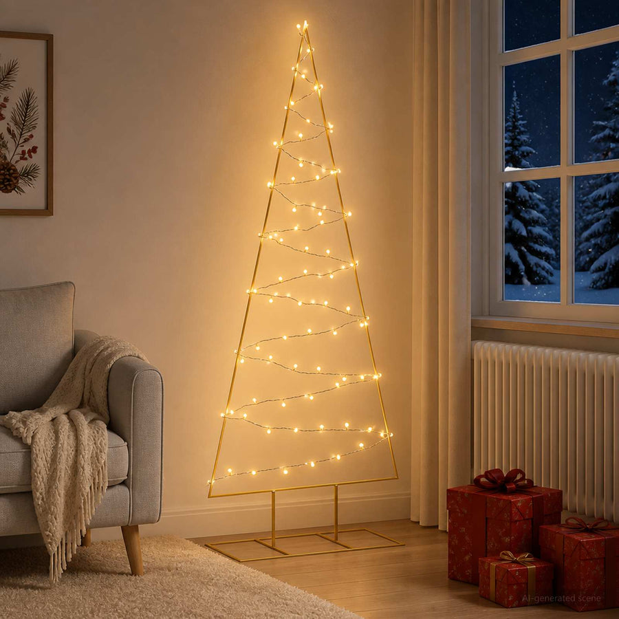 Metalen kerstboom met led KUOPIO 180 cm Warmwit Staal Goud