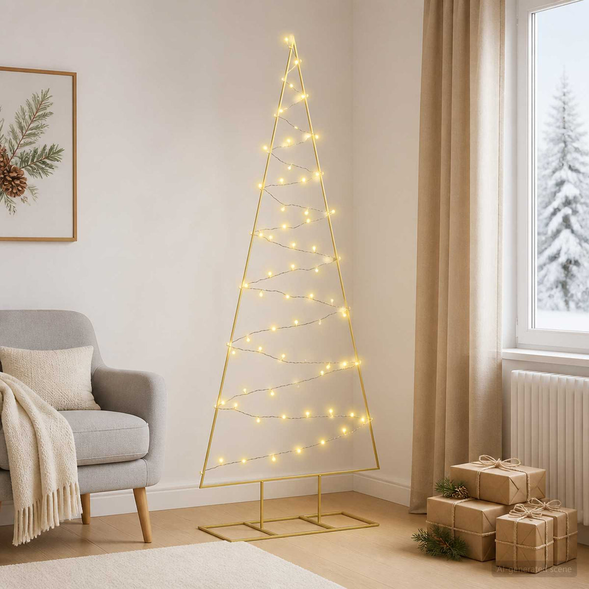 Metalen kerstboom met led KUOPIO 180 cm Warmwit Staal Goud
