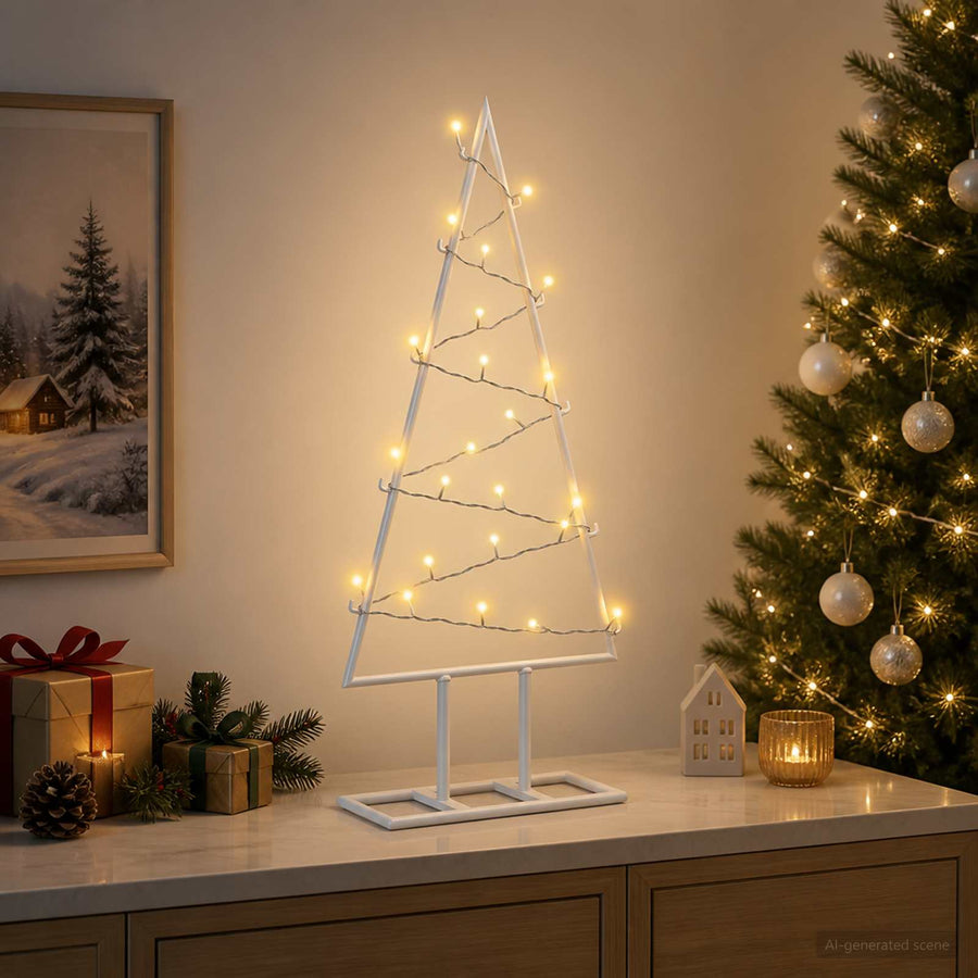 Metalen kerstboom met led KUOPIO 60 cm Warmwit Staal Wit