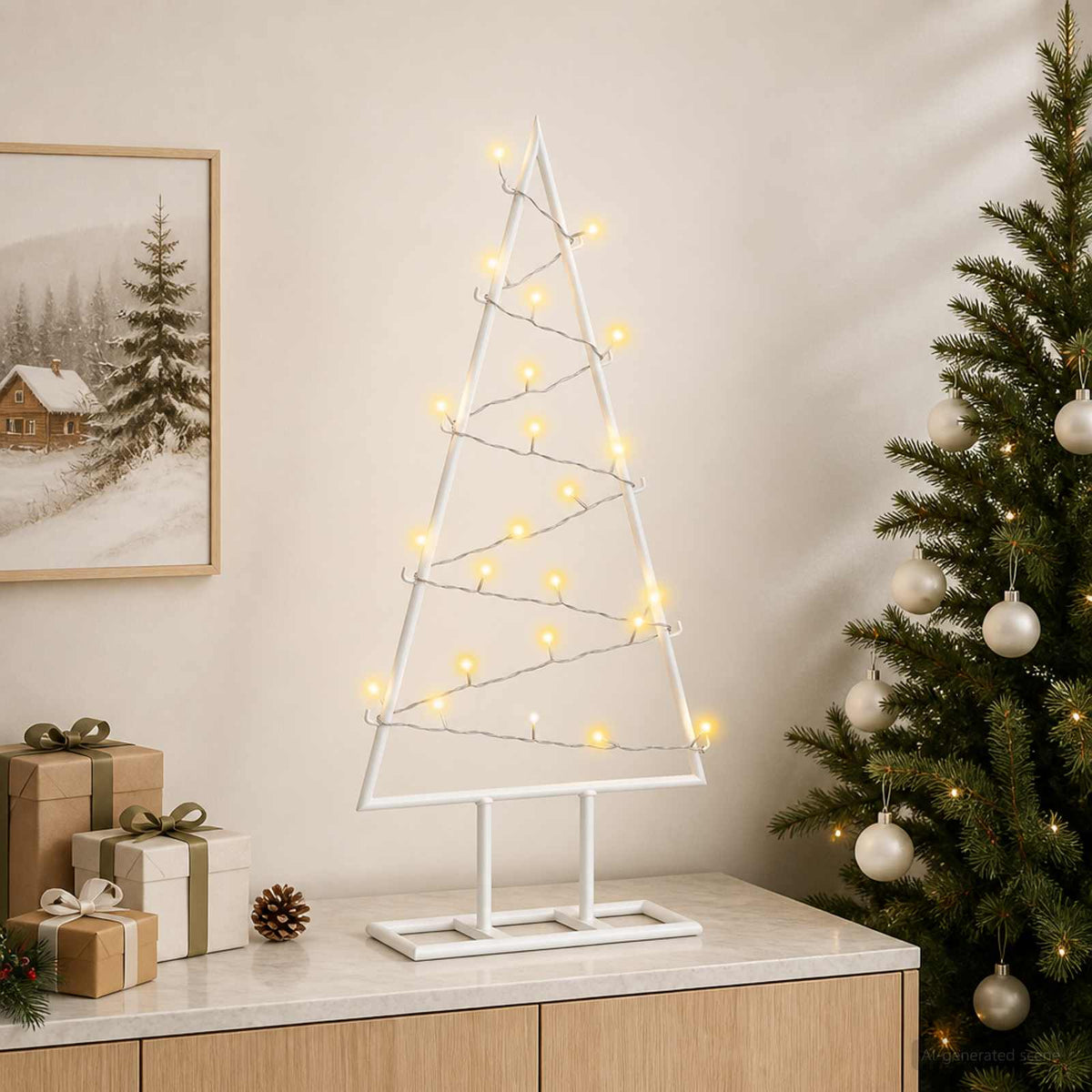 Metalen kerstboom met led KUOPIO 60 cm Warmwit Staal Wit