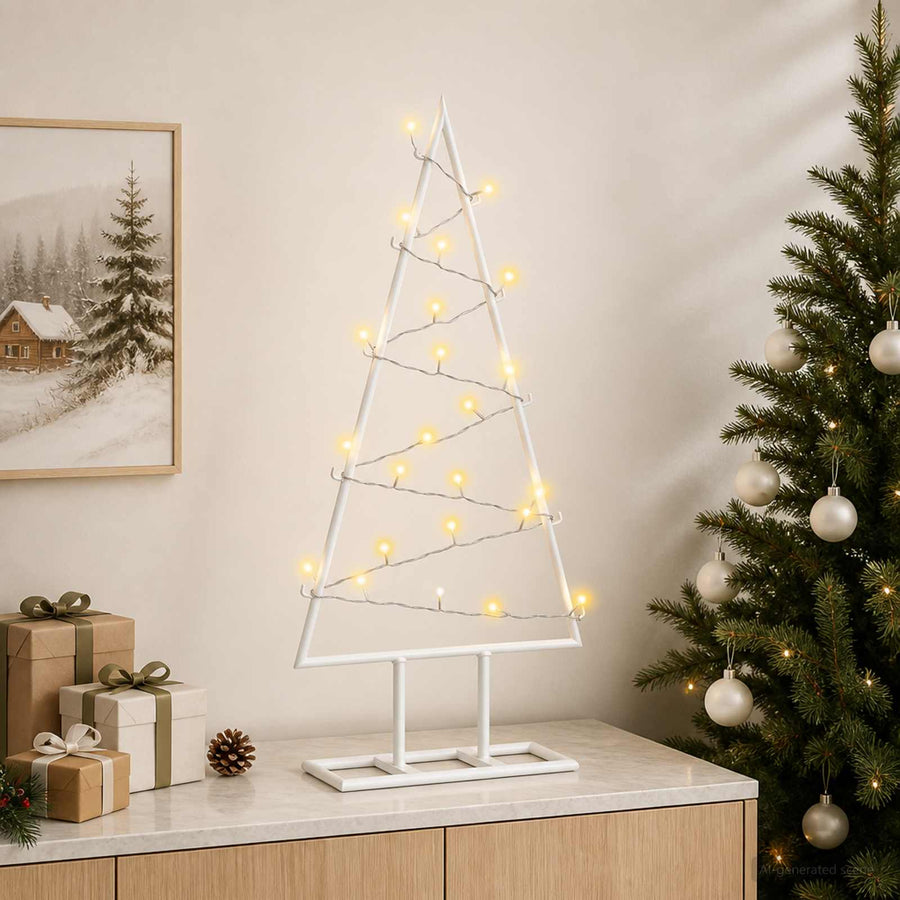 Metalen kerstboom met led KUOPIO 60 cm Warmwit Staal Wit
