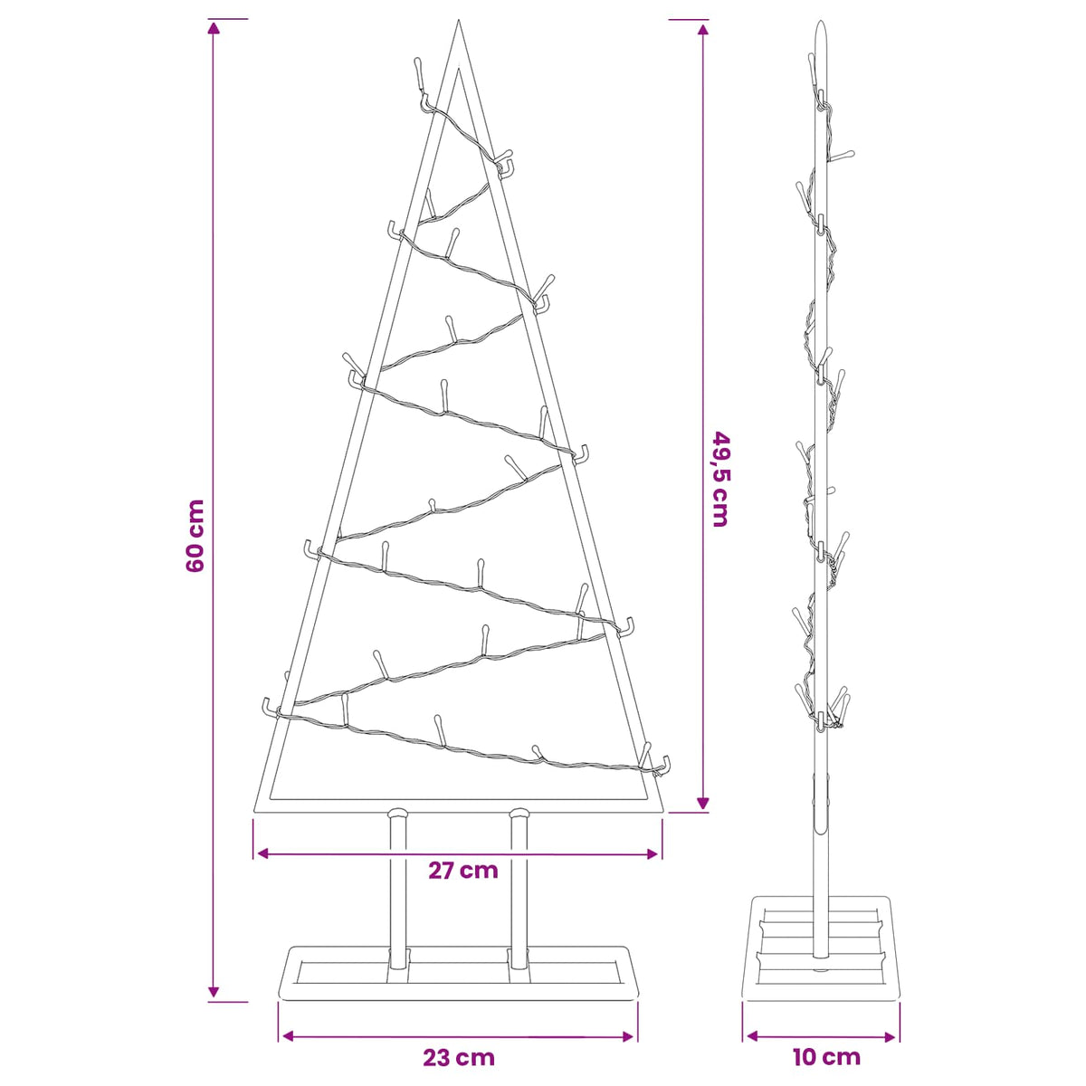 Metalen kerstboom met led KUOPIO 60 cm Warmwit Staal Wit