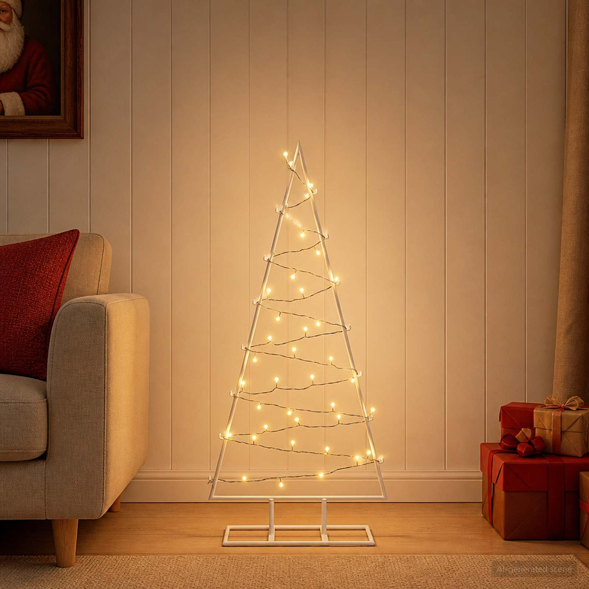 Metalen kerstboom met led KUOPIO 90 cm Warmwit Staal Wit