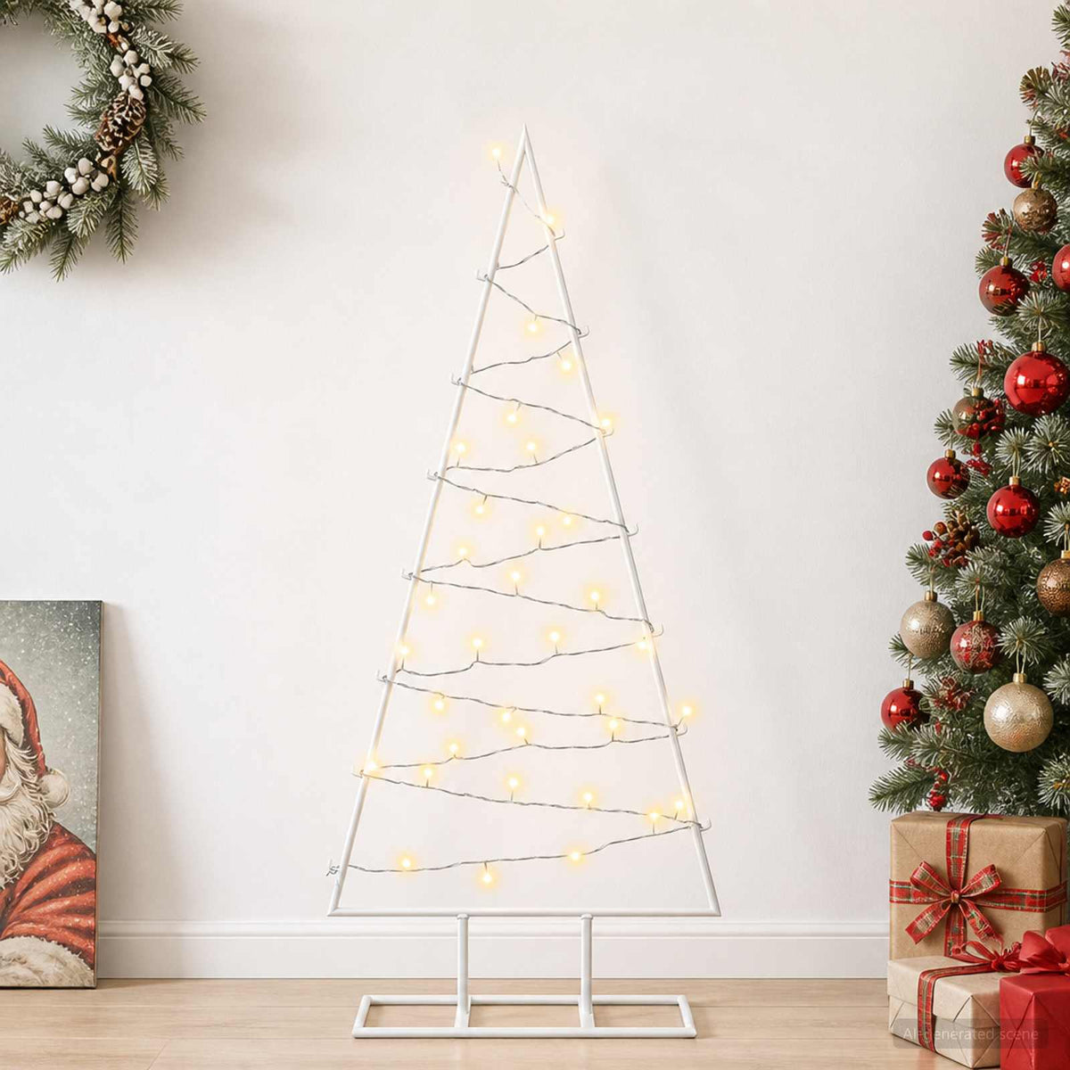 Metalen kerstboom met led KUOPIO 90 cm Warmwit Staal Wit