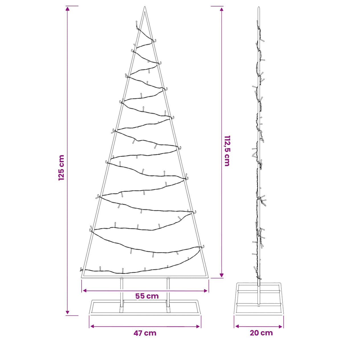 Metalen kerstboom met led KUOPIO 125 cm Warmwit Staal Wit