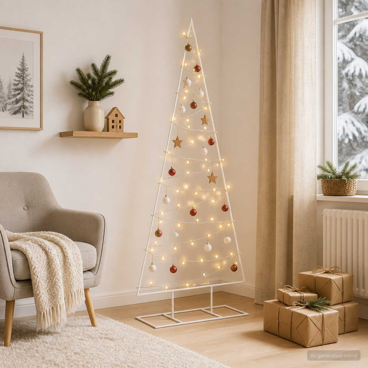 Metalen kerstboom met led KUOPIO 150 cm Warmwit Staal Wit