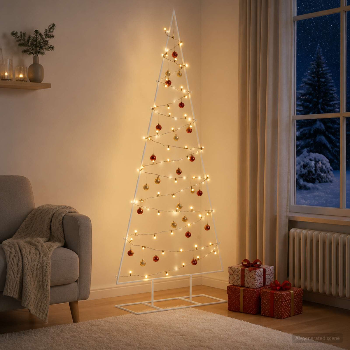 Metalen kerstboom met led KUOPIO 150 cm Warmwit Staal Wit