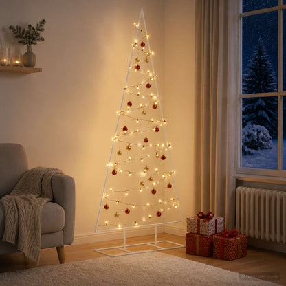 Metalen kerstboom met led KUOPIO 150 cm Warmwit Staal Wit