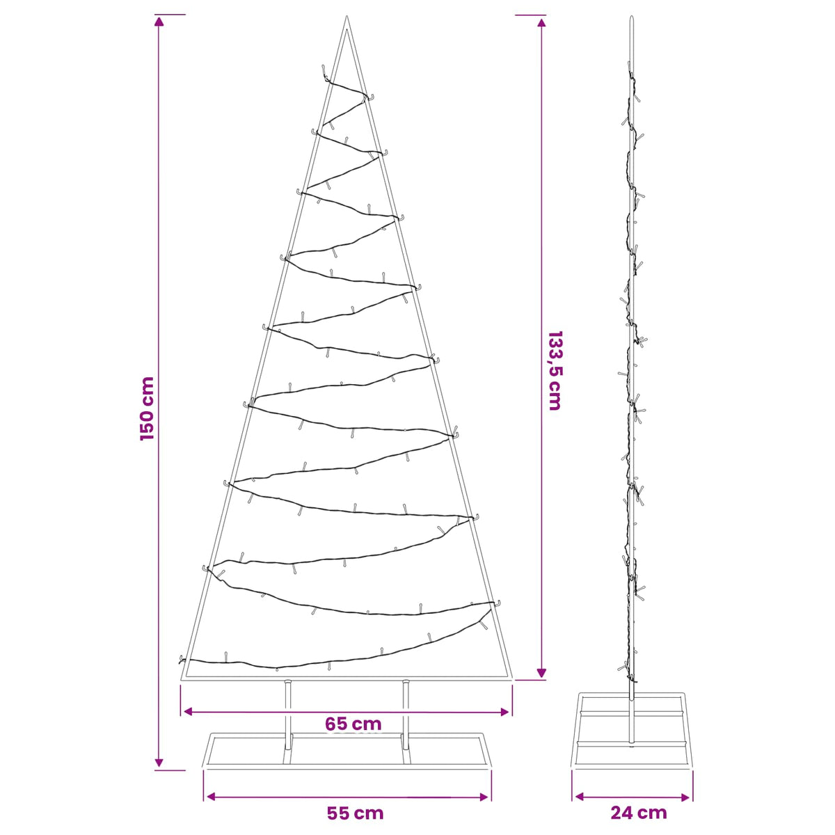 Metalen kerstboom met led KUOPIO 150 cm Warmwit Staal Wit