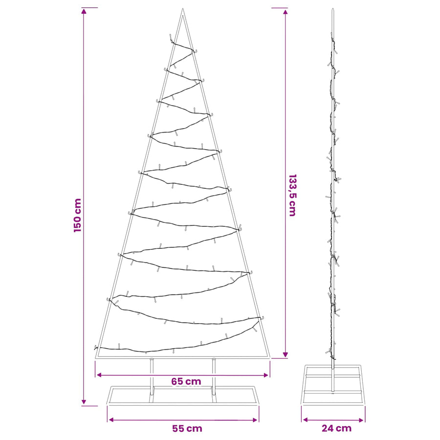 Metalen kerstboom met led KUOPIO 150 cm Warmwit Staal Wit