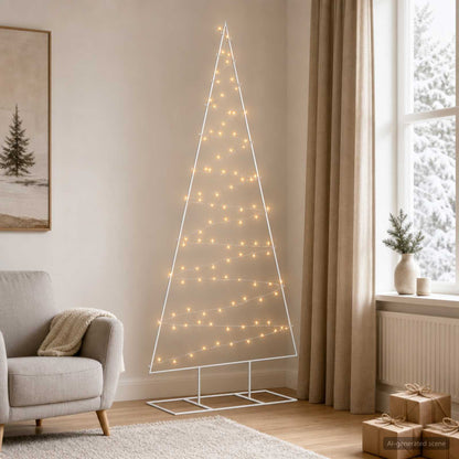 Metalen kerstboom met led KUOPIO 210 cm Warmwit Staal Wit