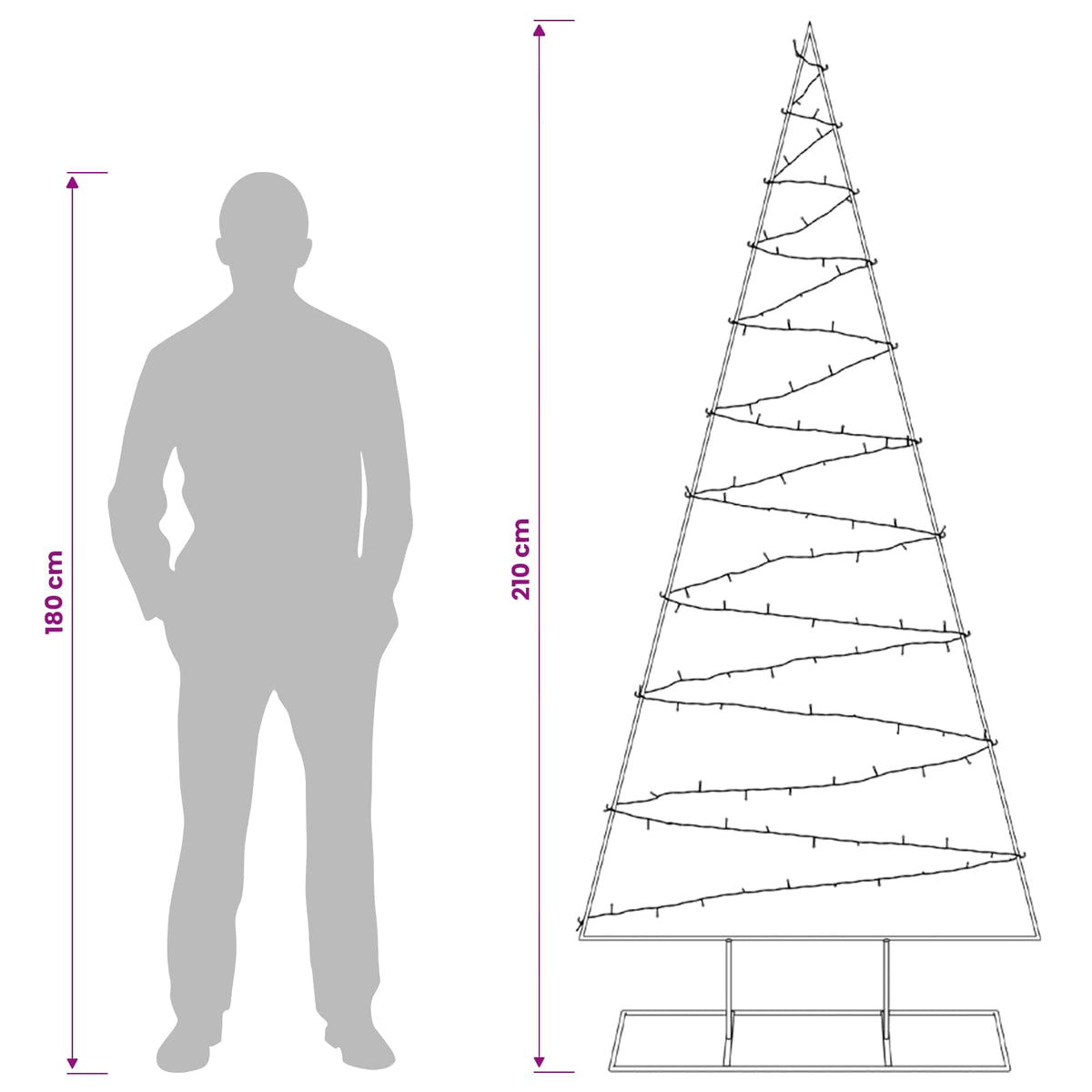 Metalen kerstboom met led KUOPIO 210 cm Warmwit Staal Wit