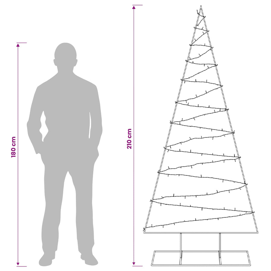 Metalen kerstboom met led KUOPIO 210 cm Warmwit Staal Wit