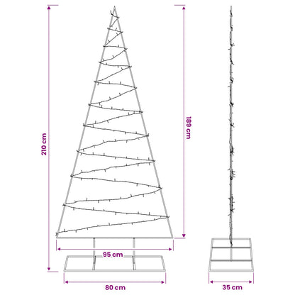 Metalen kerstboom met led KUOPIO 210 cm Warmwit Staal Wit