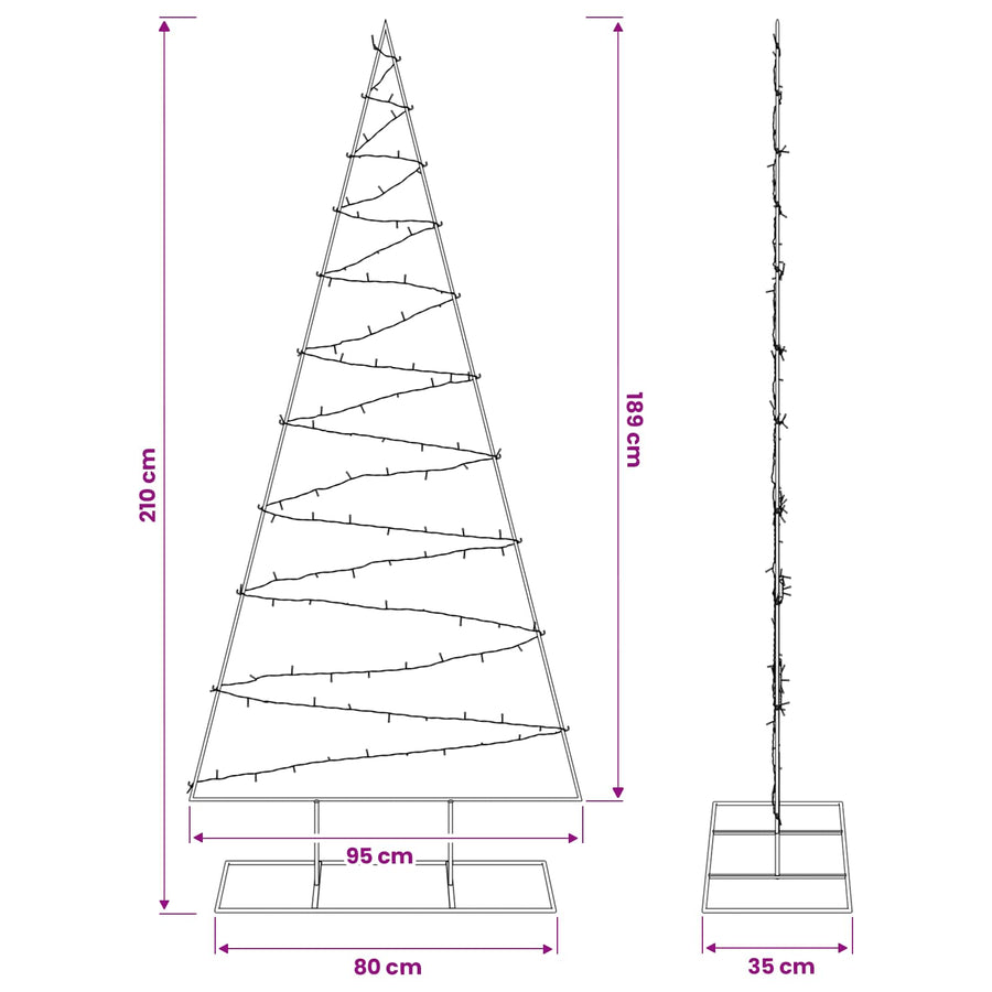 Metalen kerstboom met led KUOPIO 210 cm Warmwit Staal Wit