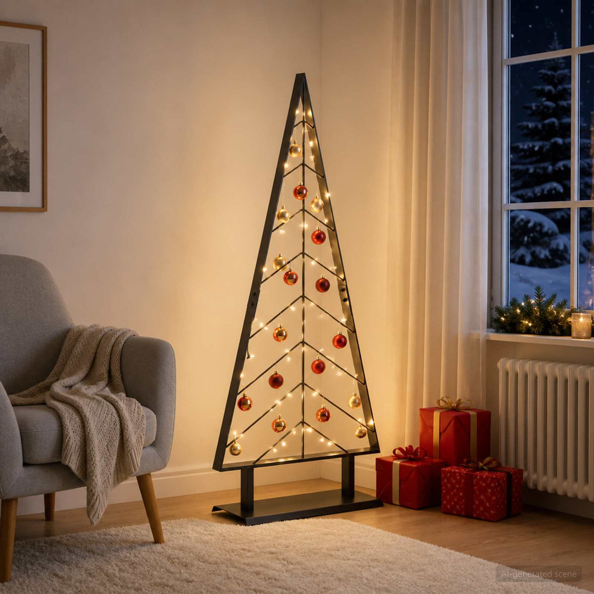 Metalen kerstboom met standaard KUOPIO 125 cm Staal Zwart