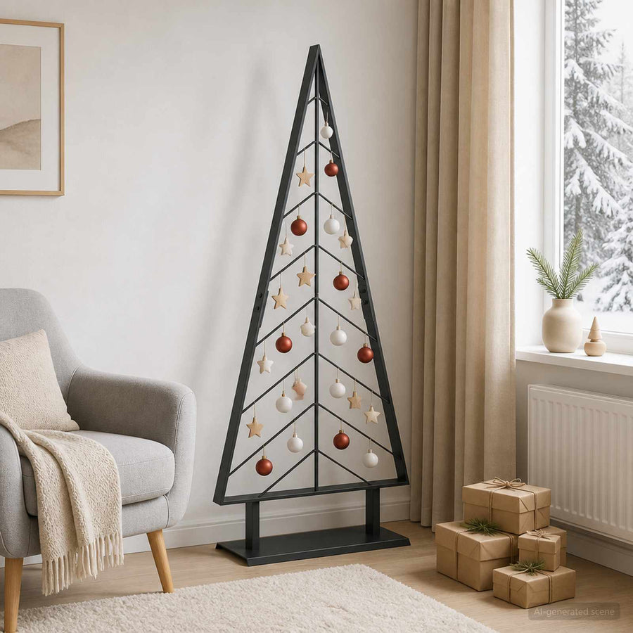 Metalen kerstboom met standaard KUOPIO 125 cm Staal Zwart