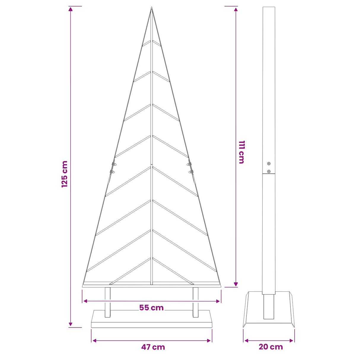 Metalen kerstboom met standaard KUOPIO 125 cm Staal Zwart